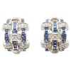 SJ1528 - Blue Sapphire with Diamond Earrings Set in 18 Karat White Gold Settings