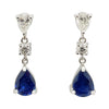 SJ1407 - Blue Sapphire with Diamond Earrings Set in 18 Karat White Gold Settings