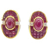 SJ1429 - Cabochon Ruby with Ruby and Diamond Earrings Set in 18 Karat Gold Settings