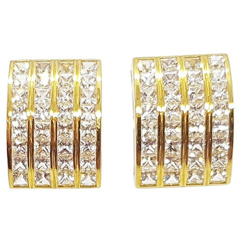 SJ6152 - White Sapphire Earrings Set in 18 Karat Gold Settings