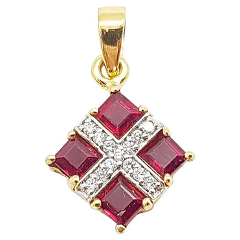 SJ1993 - Ruby  with Diamond Pendant Set in 18 Karat Gold Settings