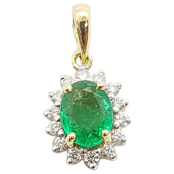 SJ1994 - Emerald with Diamond Pendant Set in 18 Karat Gold Settings