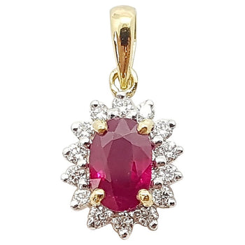 SJ1909 - Ruby with Diamond Pendant Set in 18 Karat Gold Settings