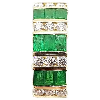 SJ6123 - Emerald with Diamond Pendant Set in 18 Karat Gold Settings