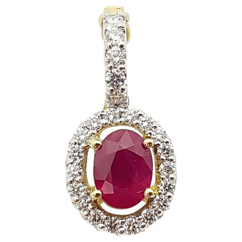 SJ1959 - Ruby with Diamond Pendant Set in 18 Karat Gold Settings