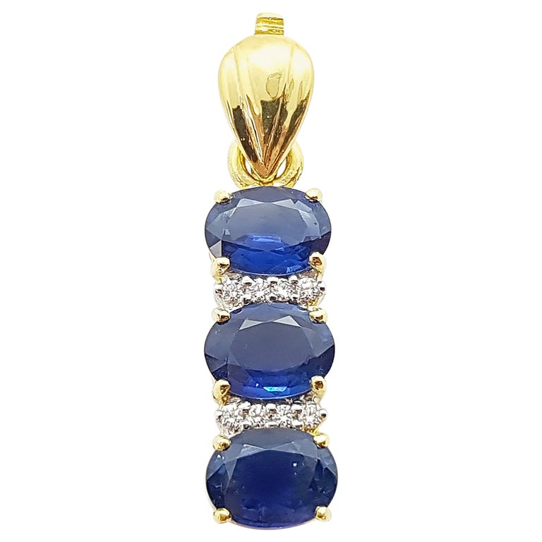 SJ6060 - Blue Sapphire with Diamond Pendant Set in 18 Karat Gold Settings