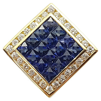 SJ1706 - Blue Sapphire with Diamond Pendant Set in 18 Karat Gold Settings