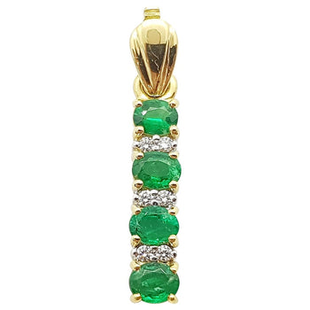 SJ1477 - Emerald with Diamond Pendant Set in 18 Karat Gold Setting