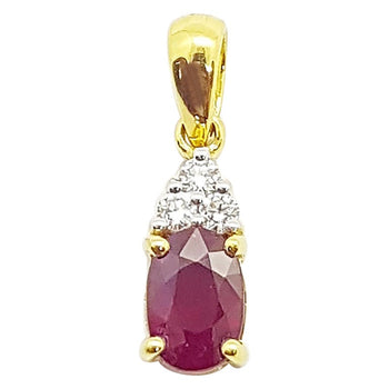 SJ1689 - Ruby with Diamond Pendant Set in 18 Karat Gold Settings