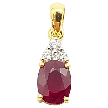 SJ1827 - Ruby with Diamond Pendant Set in 18 Karat Gold Settings