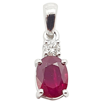 SJ1786 - Ruby with Diamond Pendant Set in 18 Karat White Gold Settings