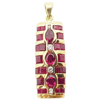 SJ6171 - Ruby with Diamond Pendant Set in 18 Karat Gold Settings