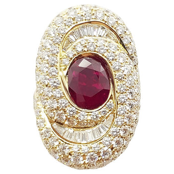 SJ1446 - Ruby with Diamond Ring Set in 18 Karat Gold Settings