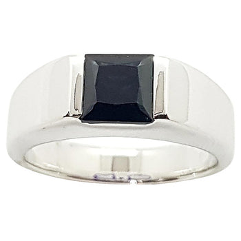 SJ1933 - Black Sapphire Ring Set in 18 Karat White Gold Settings