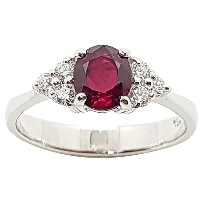 SJ1437 - Ruby with Diamond Ring Set in 18 Karat White Gold Settings