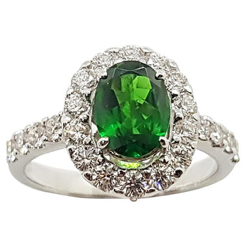 SJ1955 - Tsavorite with Diamond Ring Set in 18 Karat White Gold Settings