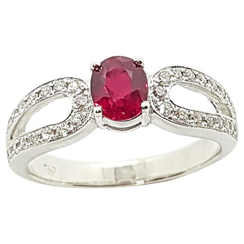 SJ6154 - Ruby with Diamond Ring Set in 18 Karat White Gold Settings