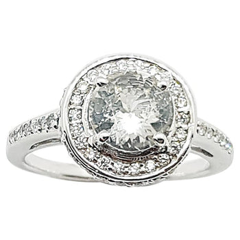 SJ6177 - White Sapphire with Diamond Engagement Ring Set in 18 Karat White Gold Settings