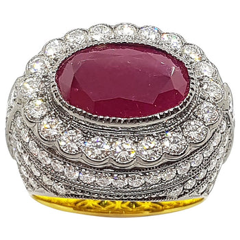 SJ1486 - Ruby with Diamond Ring Set in 18 Karat Gold Settings