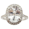 SJ6115 - Certified 5 Cts Colorless Sapphire with Diamond Ring Set in 18 Karat White Gold