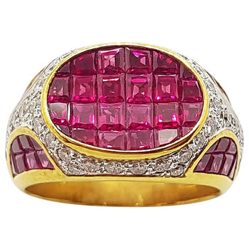 SJ2807 - Ruby with Diamond Ring Set in 18 Karat Gold Settings