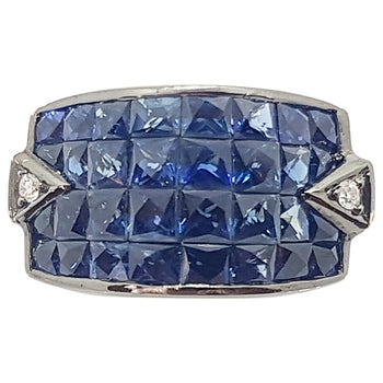 SJ6065 - Blue Sapphire with Diamond Ring Set in 18 Karat Gold Settings