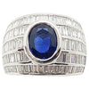 SJ1567 - Blue Sapphire with Diamond Ring Set in 18 Karat White Gold Settings