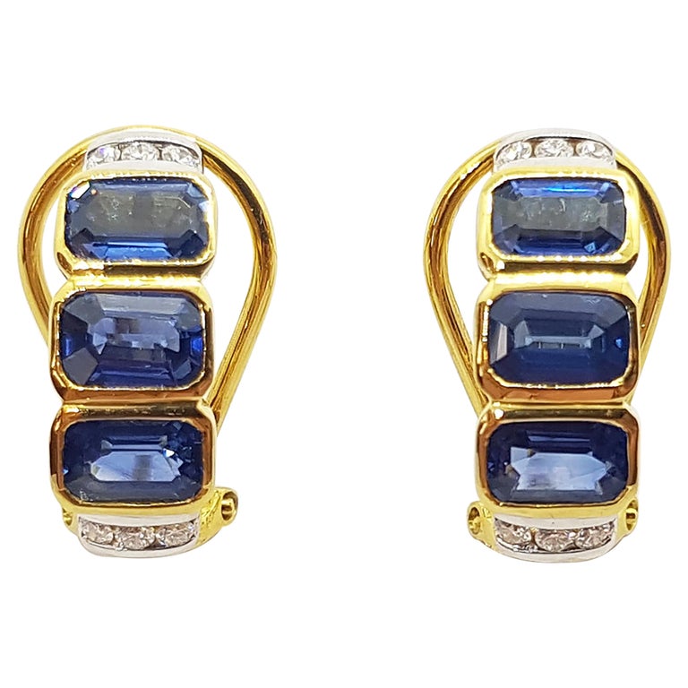SJ2825 - Blue Sapphire with Diamond Earrings Set in 18 Karat Gold Settings