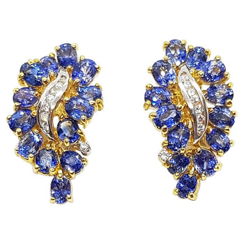 SJ1849 - Blue Sapphire with Diamond Earrings Set in 18 Karat Gold Settings