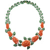 SJ1494 - Coral, Tsavorite, Brown Diamond and Diamond Flower Necklace in 18 Karat Gold