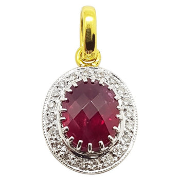 SJ1691 - Ruby with Diamond Pendant Set in 18 Karat Gold Settings