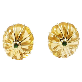 SJ2799 - Citrine with Tsavorite Earrings Set in 18 Karat Gold Set