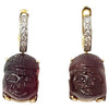 SJ1559 - Carved Tourmaline with Diamond Earrings Set in 18 Karat Gold Settings