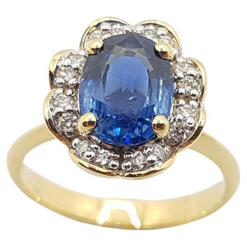 SJ1318 - Blue Sapphire with Diamond Ring Set in 18 Karat Gold Settings