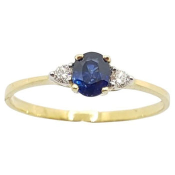 SJ6076 - Blue Sapphire with Diamond Ring Set in 18 Karat Gold Settings