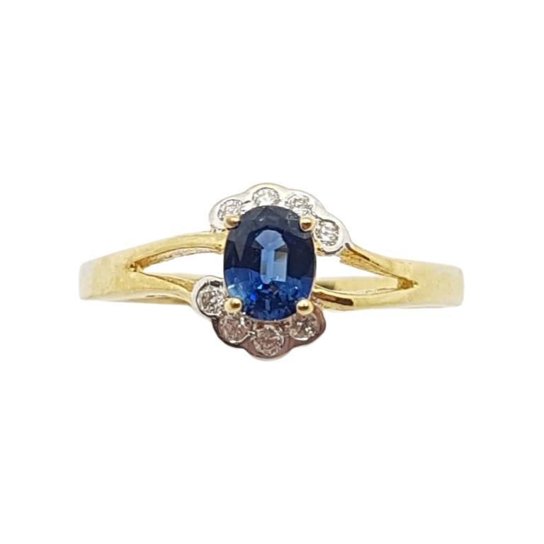 SJ1326 - Blue Sapphire with Diamond Ring Set in 18 Karat Gold Settings