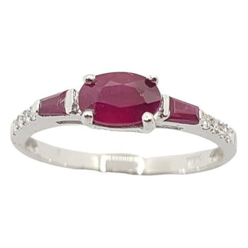 SJ2735 - Ruby with Diamond Ring Set in 18 Karat White Gold Settings