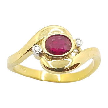 JR0677R - Ruby & Diamond Ring Set in 18 Karat Gold Setting