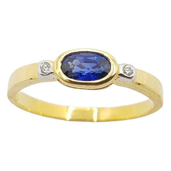 SJ6074 - Blue Sapphire with Diamond Ring Set in 18 Karat Gold Settings