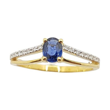 SJ6077 - Blue Sapphire with Diamond Ring Set in 18 Karat Gold Settings