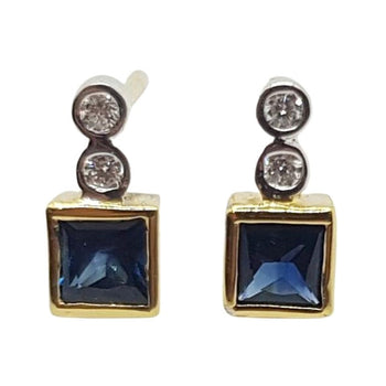 SJ1326 - Blue Sapphire with Diamond Earrings Set in 18 Karat Gold Settings