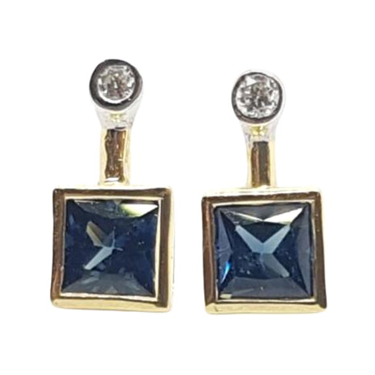 SJ1219 - Blue Sapphire with Diamond Earrings Set in 18 Karat Gold Settings
