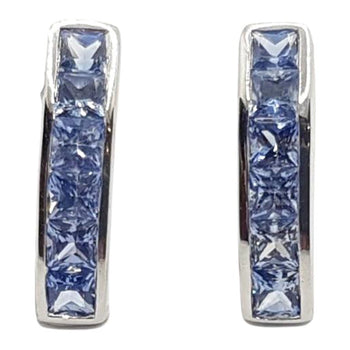 SJ1330 - Blue Sapphire Earrings Set in 18 Karat White Gold Settings