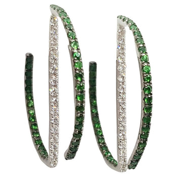 SJ2654 - Tsavorite with Diamond Earrings Set in 18 Karat White Gold Settings