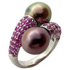 JR0667U - South Sea Pearl with Pink Sapphire Ring Set in 18 Karat White Gold Setting