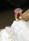 SJ3008 - Blue Zircon, Garnet with Diamond Ring Set in 18 Karat Rose Gold Settings