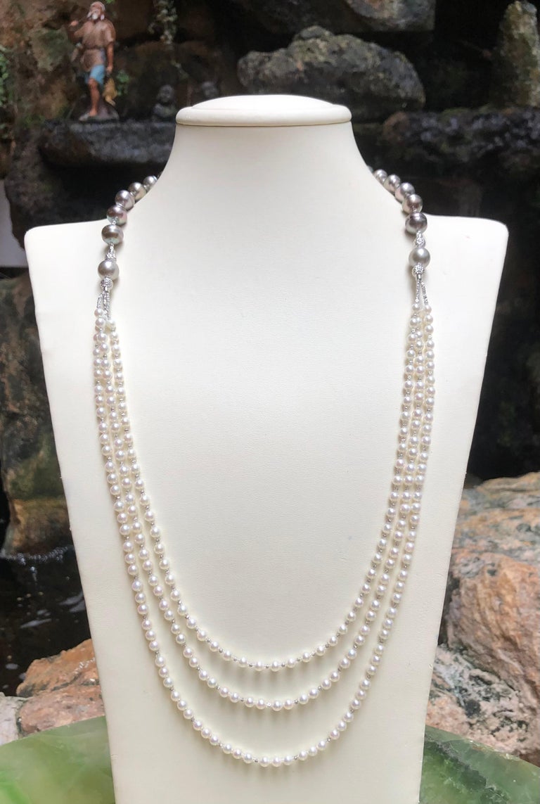 JN0158Y - South Sea Pearl with Akoya Pearl Necklace Set in 18 Karat White Gold Setting