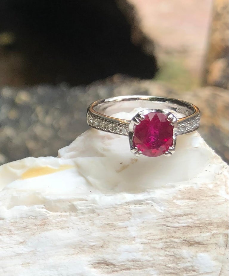 SJ1706 - Ruby with Diamond Ring Set in Platinum 950 Settings