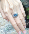SJ6092 - Blue Sapphire with Diamond Ring Set in 18 Karat White Gold Settings