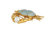 SJ6273 - Cabuchon Aquamarine with Ruby and Pearl Crab Brooch Set in 18K Gold Settings